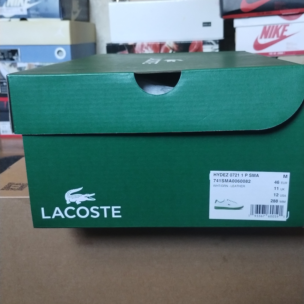 Lacoste Green Shoe Box with White Soles